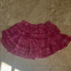 LoveShackFancy Pink Bubble Mini Skirt with Ruffled Tiers